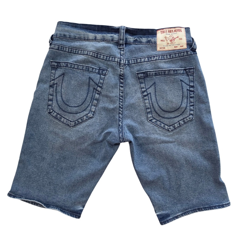 True Religion Ricky Relaxed Straight Big T Blue Denim Shorts Mens 32 Medium Wash